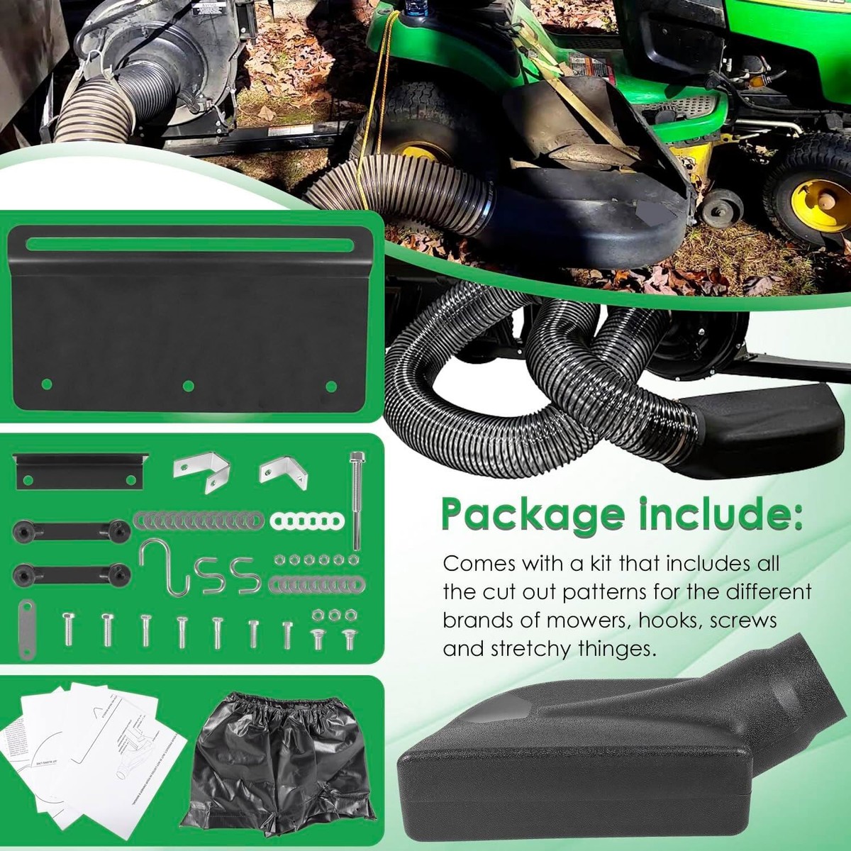 62468 Adapter Mow-N-Vac Kit Set Leaf Vacuum Bagger Universal Deck