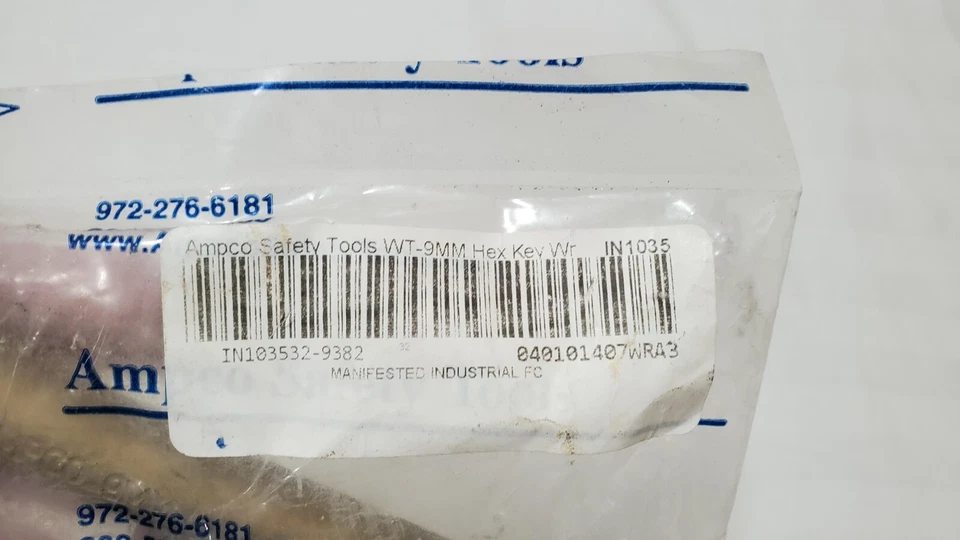 AMPCO WT-9MM Metric Plain Hex Key, 9 mm Tip Size, 150 mm Long, 115 mm Short - Image 3 of 4