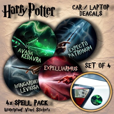 Harry Potter Thema - Autoaufkleber - Auto Laptop Vinyl Aufkleber - 4er Pack