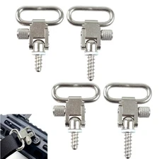 4Pcs Quick Detach Silver Steel Sling Swivels for Gun Rifle 1.25 inch Sling Mount