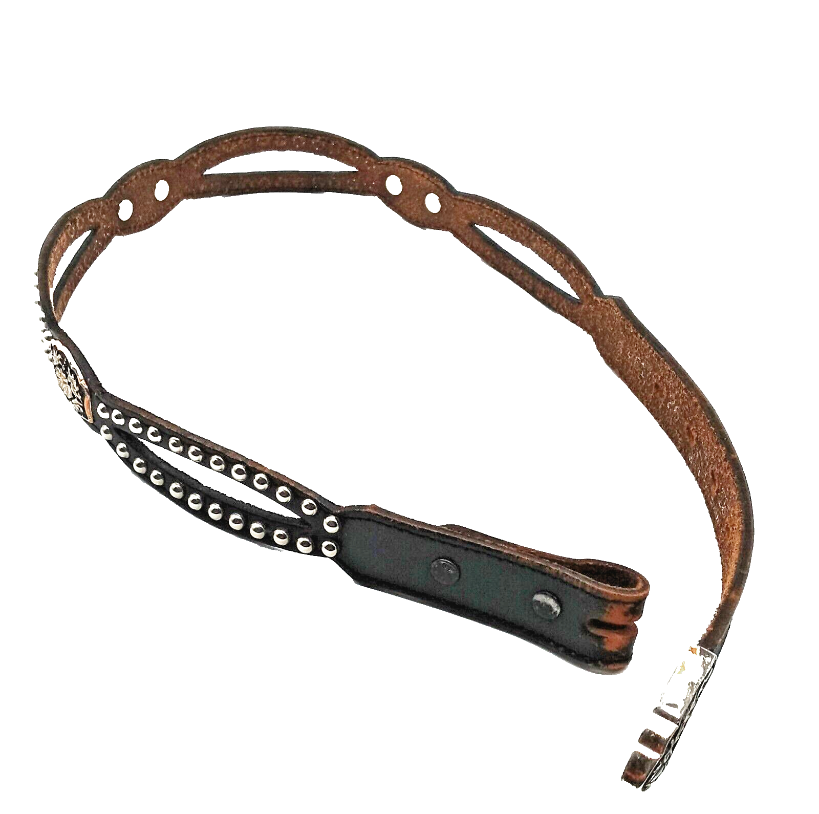 Youth Size 26 Nocona Black Studded Western Leather Belt USA Made-image