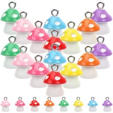 30PCS Delicate Dangle Charms Resin Mushroom Charms Bag Charm Pendents