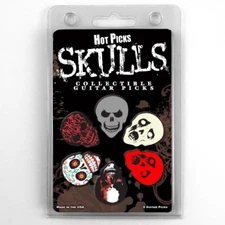 Hot Picks "SKULLS" Guitar Pick Pack, 6 Picks Skulls, Heavy, Clamshell Pics
