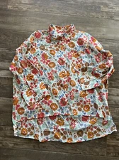 Livro Wimberly Shirt Summer Garden Hi-Low Hem Button Down 100 Cotton Size Large