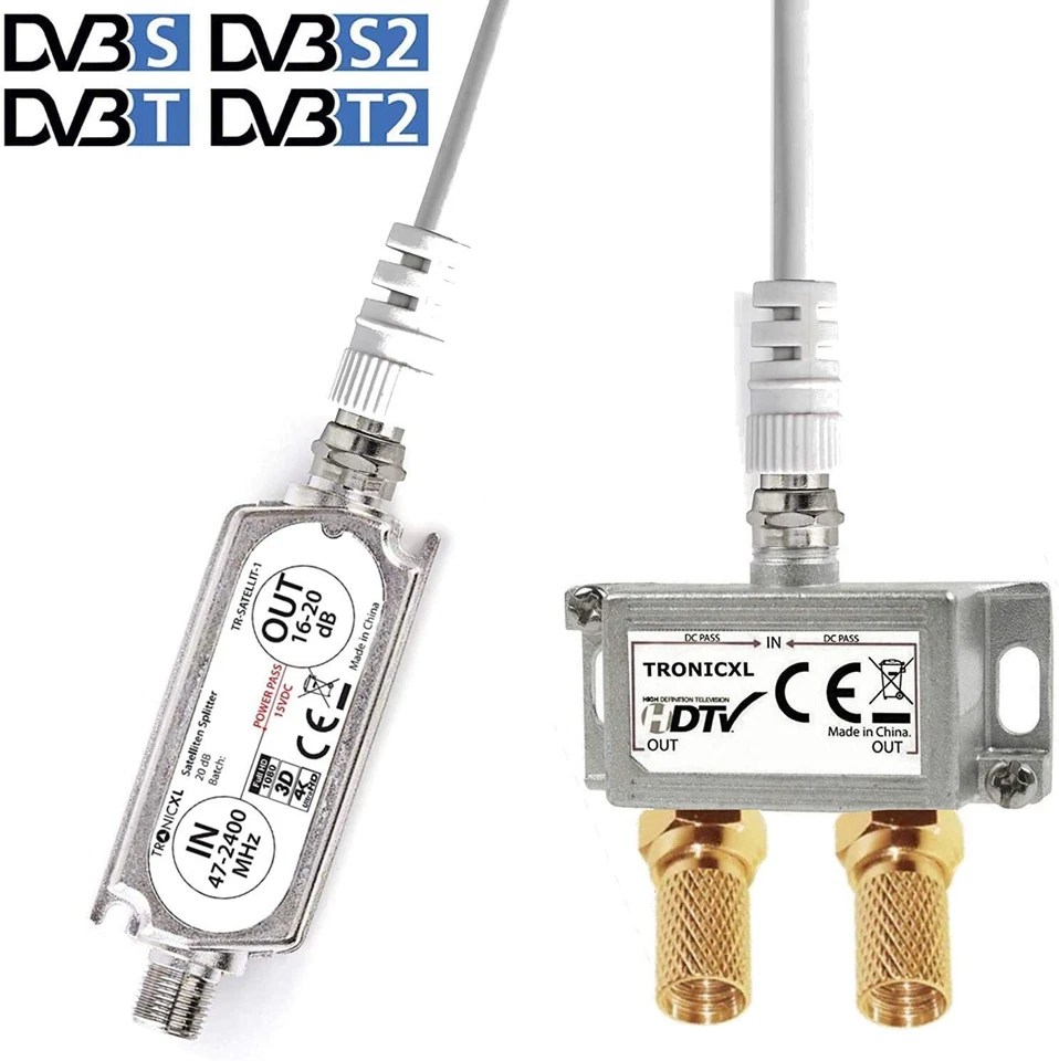 Satelliten LNB Schüssel Verstärker 2-fach + Verteiler SAT TV HD DVB-S2 Digital - Bild 4 von 4