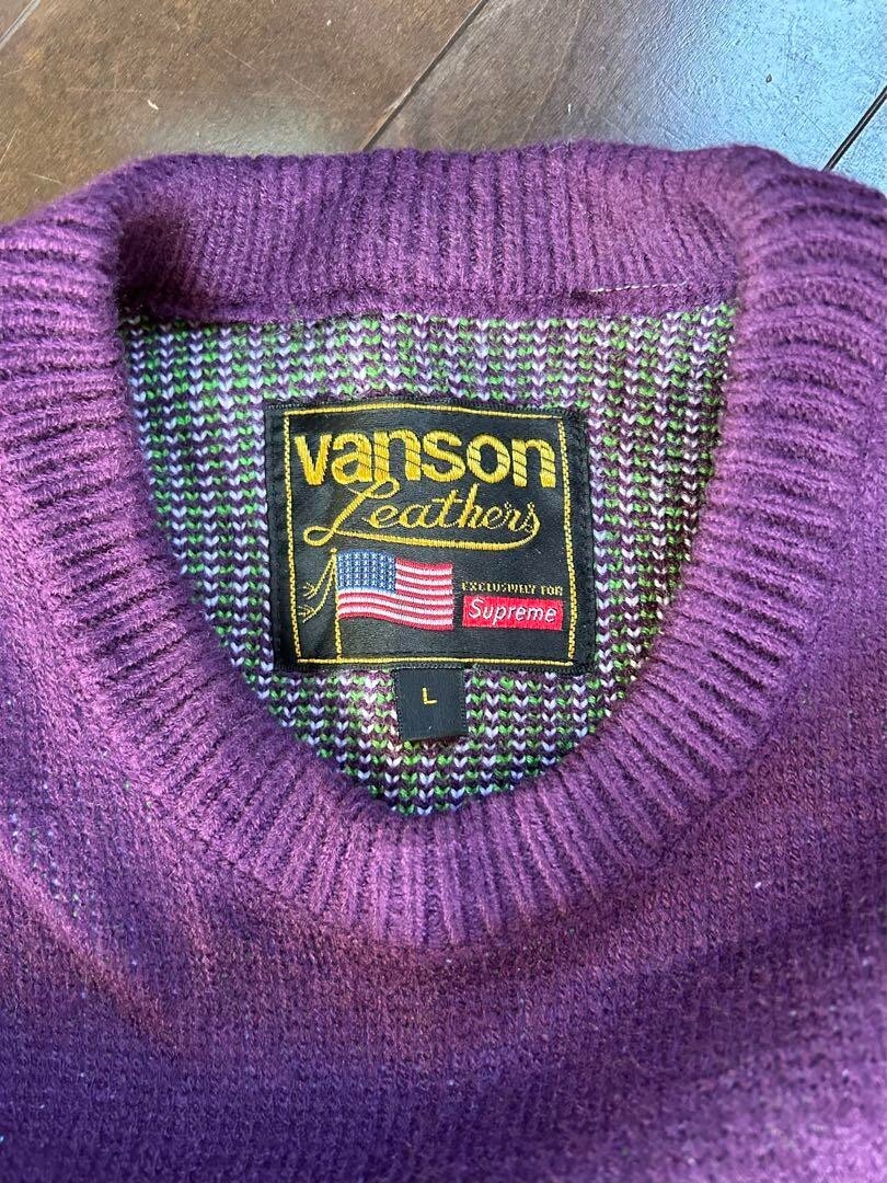 Supreme × Vanson Leathers Sweater Purple Knit Sweater Size L Supreme × Vanson Leathers Sweater Purple Knit Sweater Size L