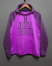 Nike Therma Fit Just Do It Spellout Hoodie Sweatshirt Purple Women's Large