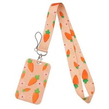Carrots & Flowers Design ID Card Holder & Keys Phone Lanyard Neck Strap