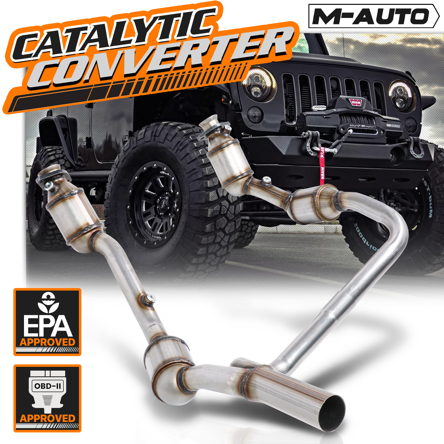Stainless Steel Catalytic Converter Exhaust Y-Pipe For 2007-2009 Wrangler JK 3.8