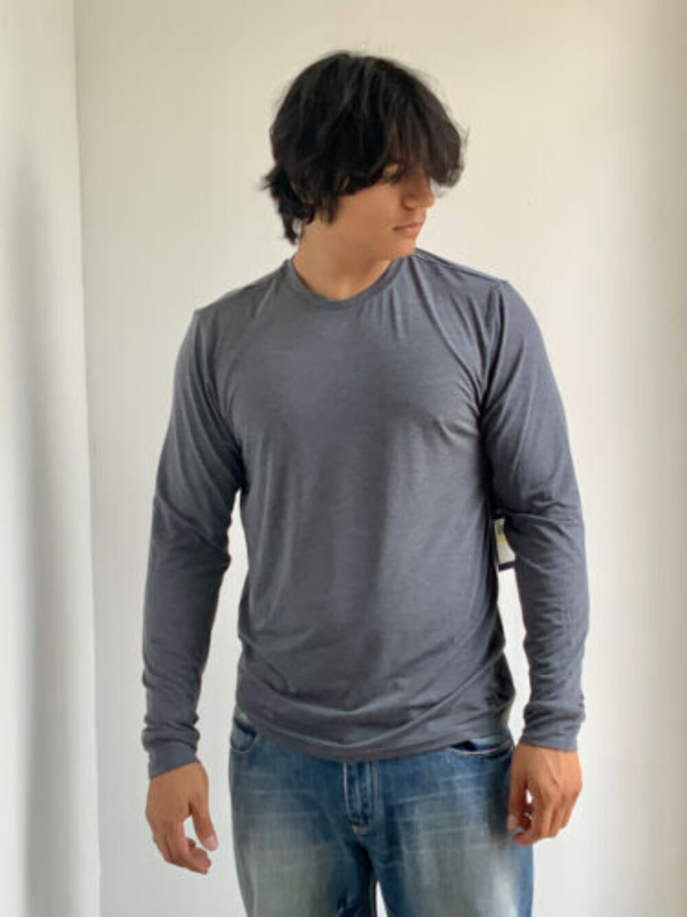 T shirt uomo Fila grigio antracite manica lunga nuova con etichetta