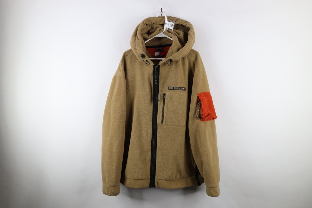 【※90s OLD】トミーヒルフィガー★ワンポイントラバーロゴ フリース 2XL TOMMY HILFIGER - トミーヒルフィガー 90s オールド フラッグ