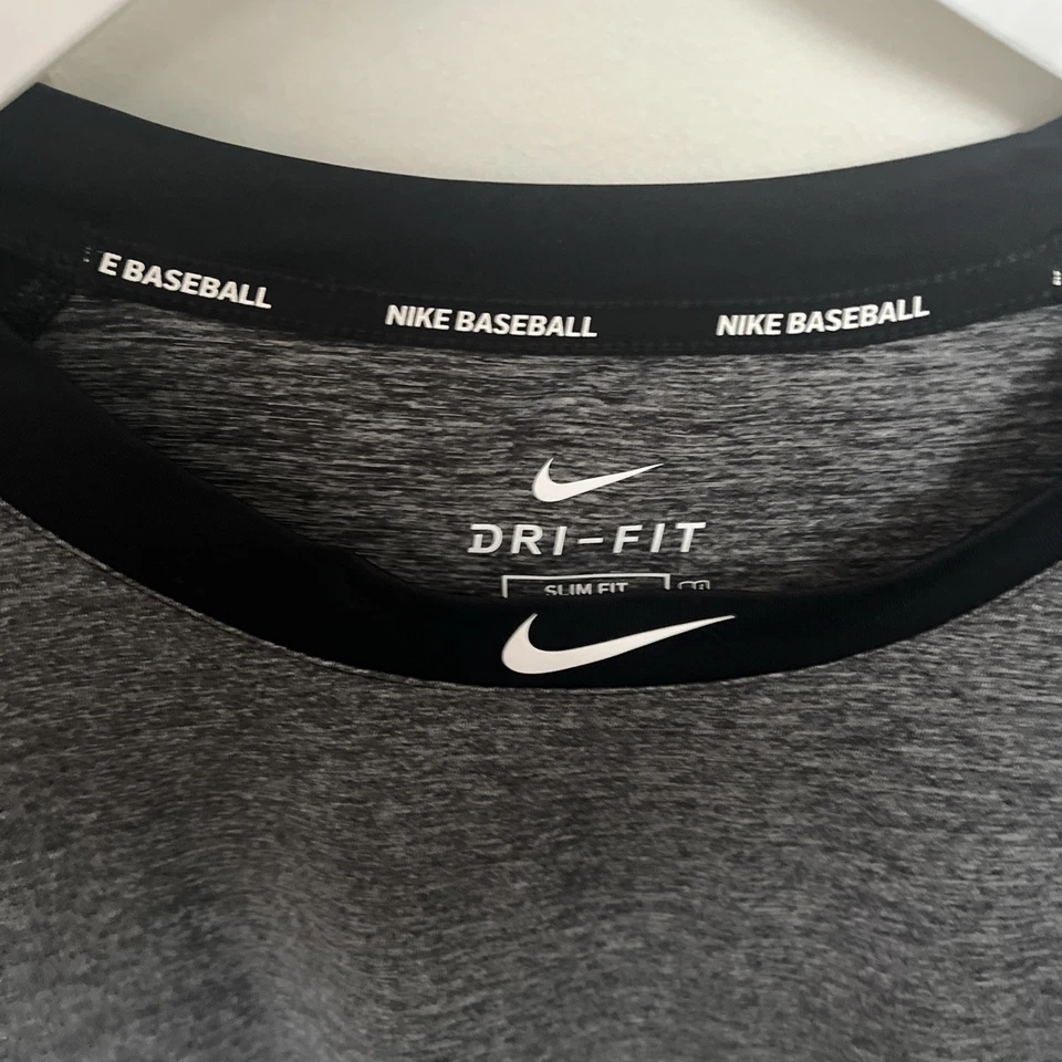 Nike Pro Baseball Shirt Mens Extra Large Slim Dry Fit Gray Black Half Sleeves XL - Image 4 of 4