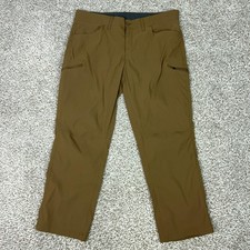 Eddie Bauer Pants Mens 38x30 Brown Stretch Hiking Zip Pocket Rainier Travel Gorp