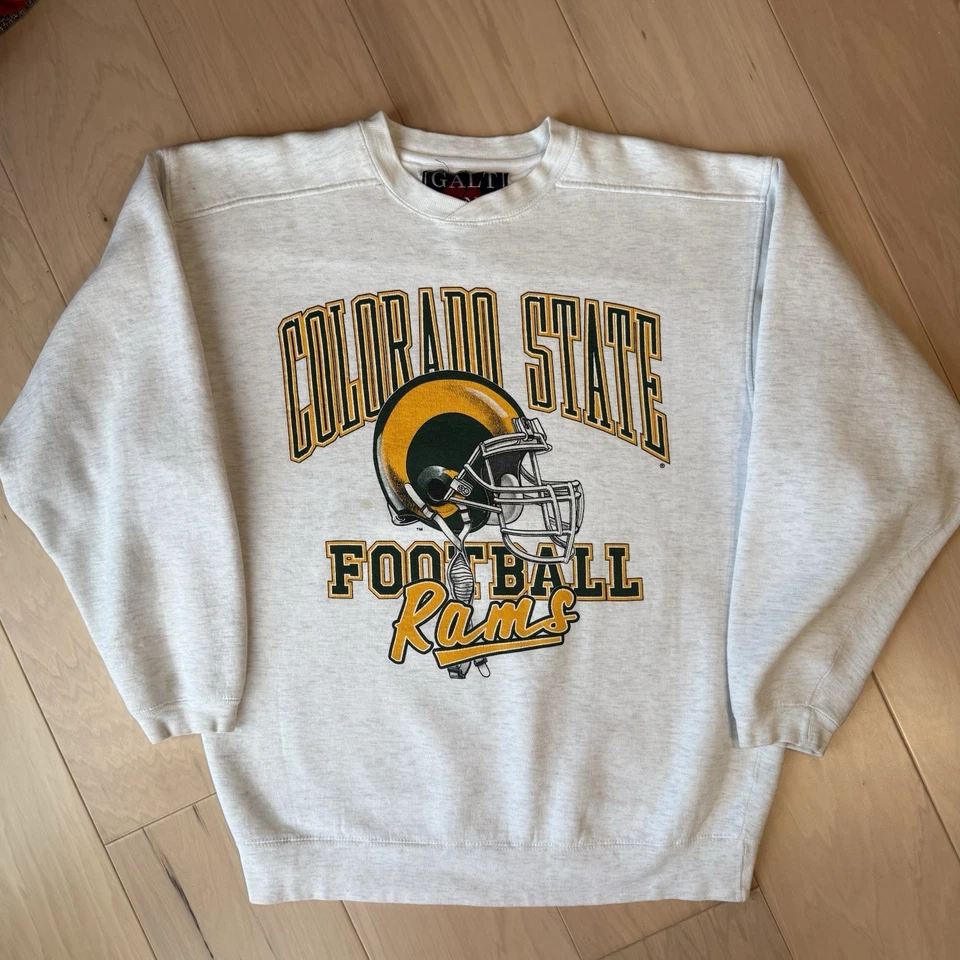 Sudadera De Colección Colorado State Rams Gris Medio Años 90 Fútbol Universitario Foto 2 de 4