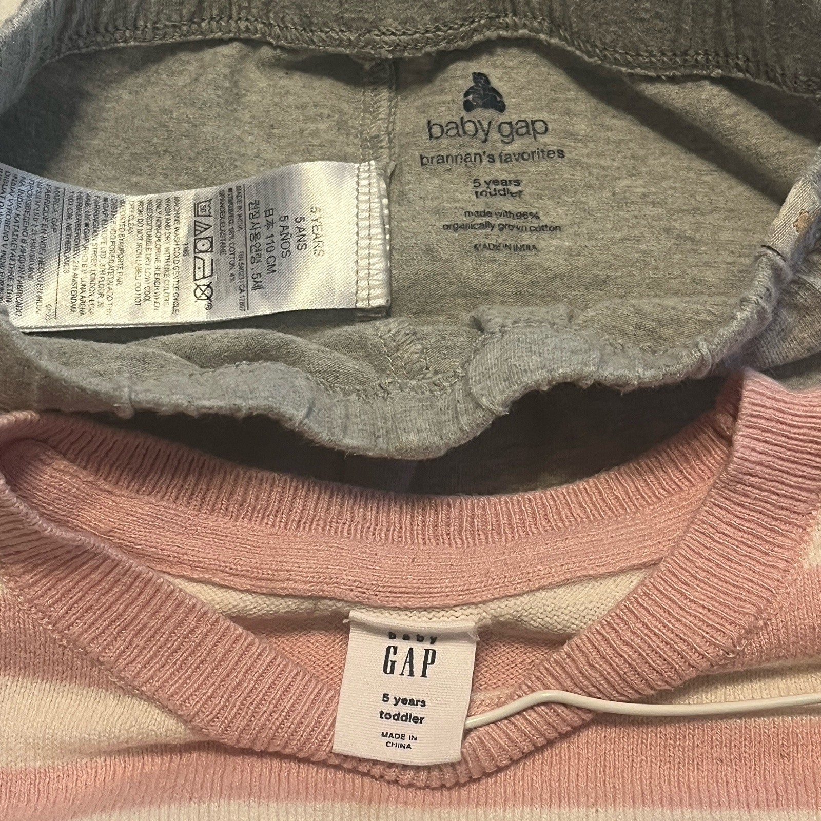 Gap 2 Peace Girls’ pink Placement Heart Pullover Sweater & Gray pant, Size 5 image 9