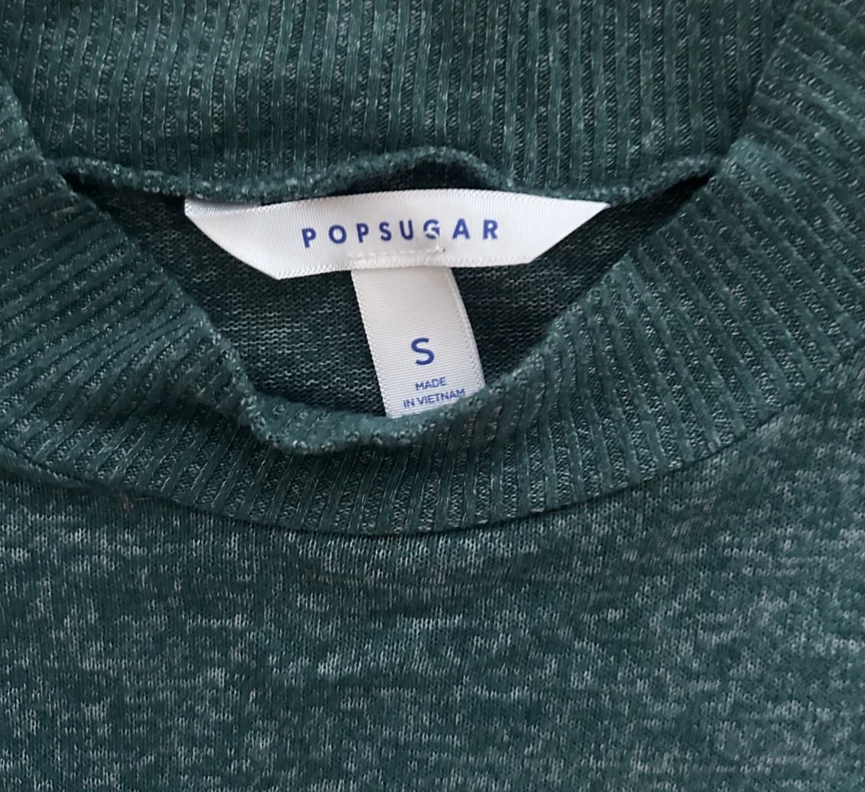 Свитер Pop Sugar нефритовый зеленый имитация черепахового шеи с рукавами-затяжками размер маленький - Изображение 3 из 3