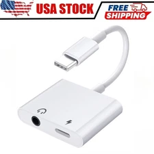2 in 1 Charger and Headphone USB Type C to 3.5mm Aux Audio Cable Cord Adapter