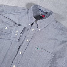 Tommy Hilfiger Mens 2XL Vintage Crest Logo Long Sleeve Button Up Micro Check XXL