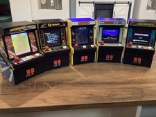 Basic Fun Arcade Classics LOT of 5- Qbert,Asteroids,Pac-Man,Frogger,Centipede
