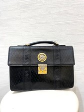 Gianni Versace Vintage Leather Clutch Handbag Preowned Scuffed Gold Medusa Auth