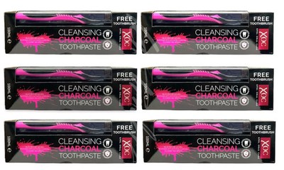 Zahnpasta Kohle Aktiviert Reinigung Whitening Free Zahnbürste - XOC 6er Pack