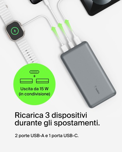Caricabatterie portatile USB C 20K power bank 20000mAh con ingresso/uscita Type - Foto 2 di 24