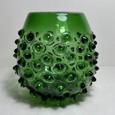 Emerald Hobnail Vase Prachen Vintage Postmodern Green Glass - Frantisek Koudelka