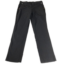 Anne Klein Womens Dress Pants Sz 8 Black Flat Front Straight Leg Elastic Waist
