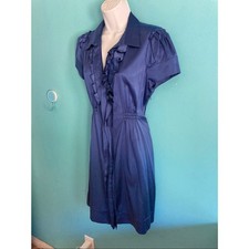 BCBG Womens Cobalt Blue Silk Dress M SKH6H179 Smocked Cocktail Wedding Guest