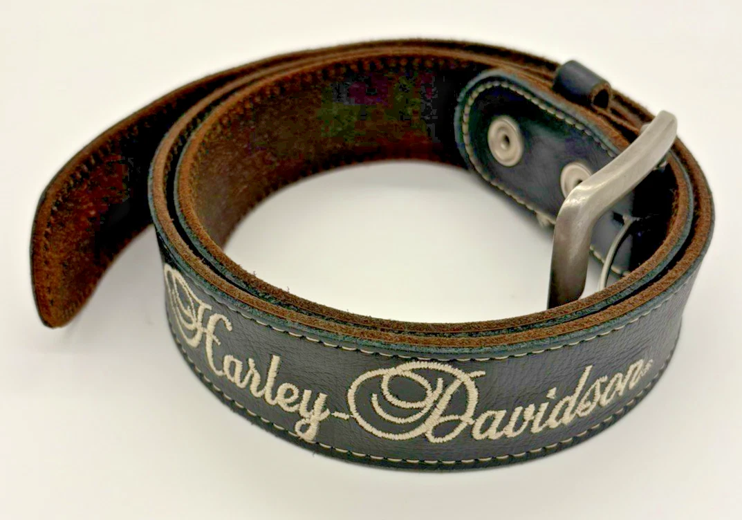 Vintage Harley Davidson Biker Leather Belt With 80s Eagle  Vintage 80’s Harley Davidson Leather Belt Brass Buckle Sz 40 Made In USA Biker main image 1