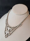 Vintage Milk Glass Lavalier Style Drop Collar Necklace