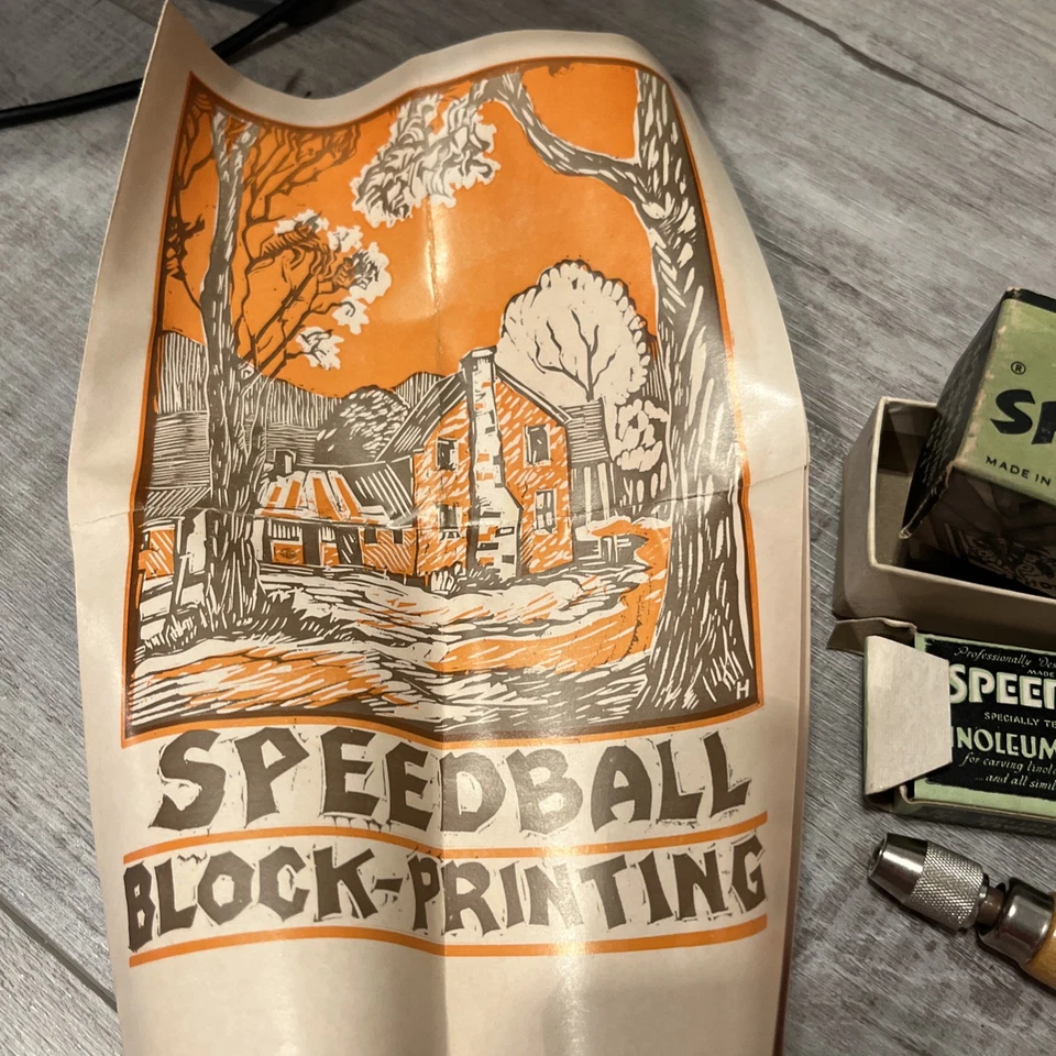 Mango cortador de linóleo Speedball Asst. en caja vintage con 5 cortadores surtidos Foto 2 de 4