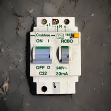 CRABTREE POLESTAR RCBO C32 32 AMP 30mA DOUBLE MCB/RCD TYPE 3 32A 6023/323