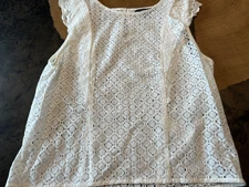 BANANA REPUBLIC FACTORY LACE EYELET RUFFLE TANK WOMENS S TWEE COQUETTE ROMANTIC
