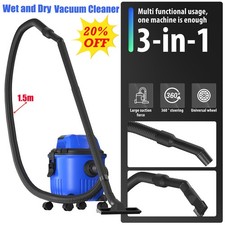 Heavy Duty 6000W Blue Wet & Dry Vacuum Cleaner 15 Ltr Tub Hoover Wheeled