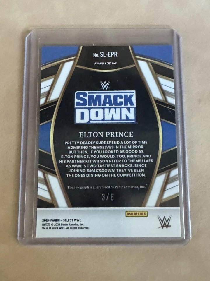 2024 Panini Select WWE Gold Flash Prizm /5 Elton Prince Auto - Image 2 of 2
