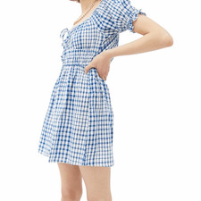 URBAN OUTFITTERS Women’s Blue White Gingham Pixie Milkmaid Dress Medium