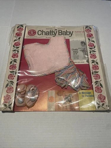 Vintage Chatty Baby Party Playsuit Set NRFB 1960’s #344 Mattel Pink