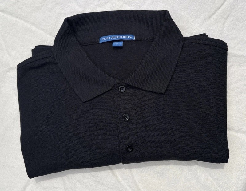 Port Authority  Black/Mens Large Polo Short Sleeved Collared Button Up
