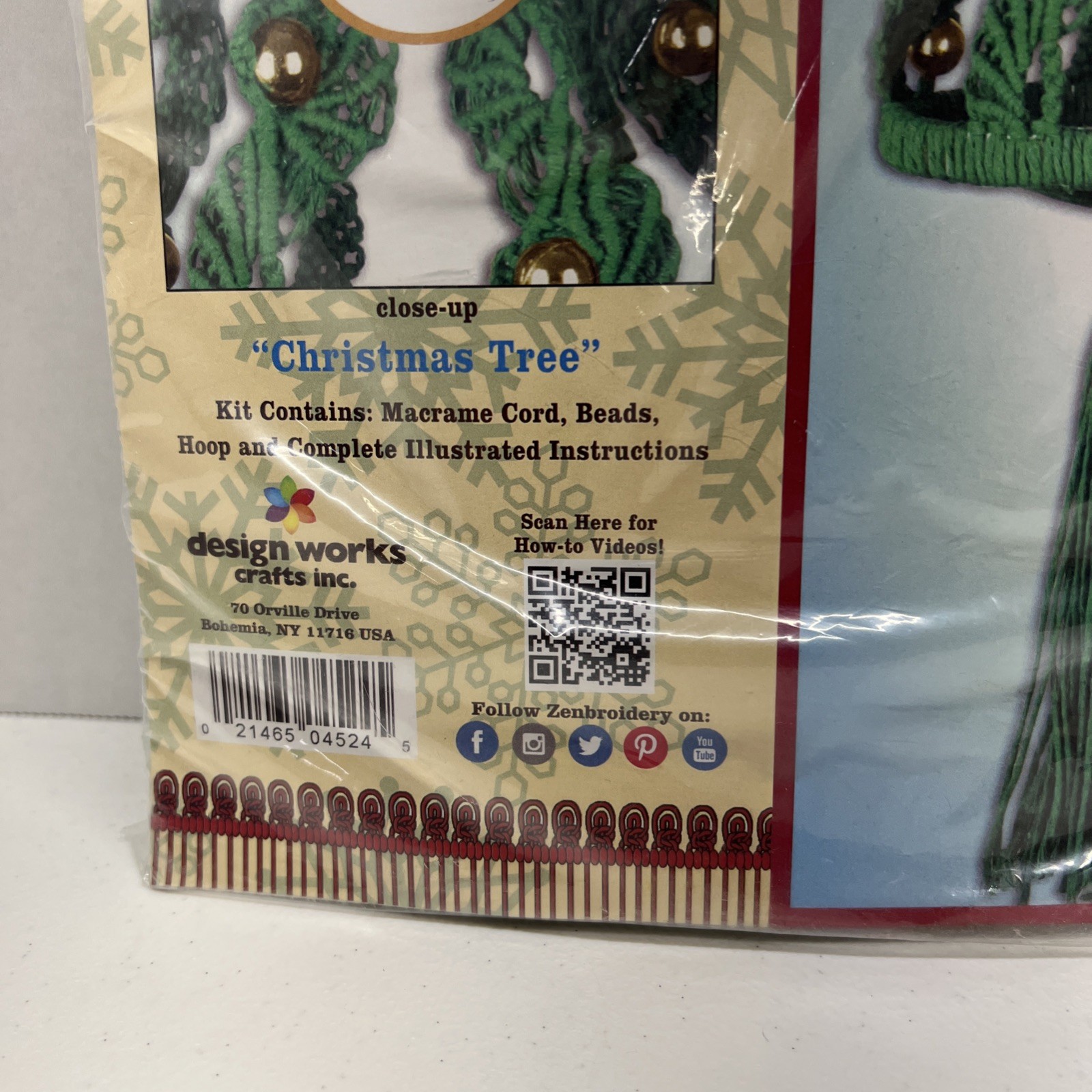 Design Works/Zenbroidery Macrame Wall Hanging Kit 8"X24" Christmas Tree