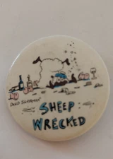 Sheep Wrecked David Silverman Button Badge Pin