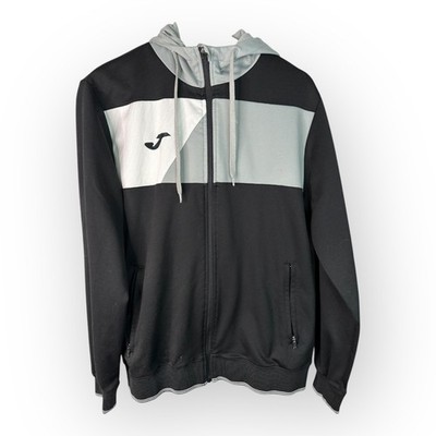 Joma Mens size Medium Crew II Zip Up Hoodie Black Gray White Soccer