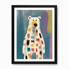 Polar Bear Kids Patchwork Painting  Framed Wall Art Poster Canvas Print Picture