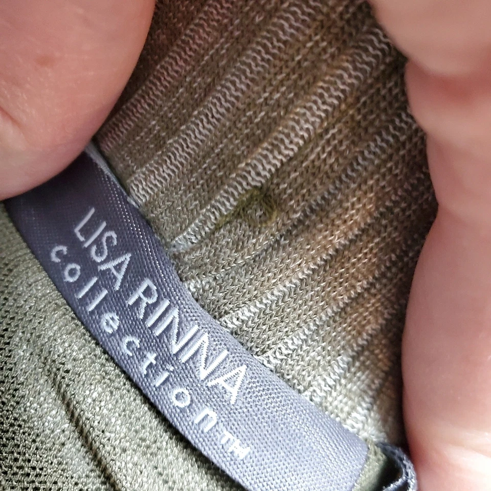 Falda para mujer Lisa Rinna Collection 3X punto acanalado midi oliva elástica nueva sin etiquetas elegante Foto 3 de 4