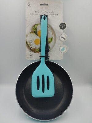 CORE 2 Piece MINI Fry Pan Set Non-Stick with Slotted Turner Turquoise New