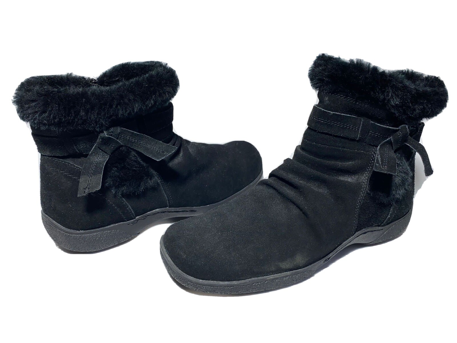 Bare Traps Black Suede Emily Faux Fur 