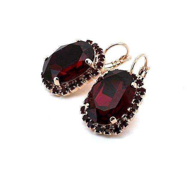 Pendientes Por Mariana Mujer Elegantes Ovalados Siam Cristales Swarovski Foto 2 de 4