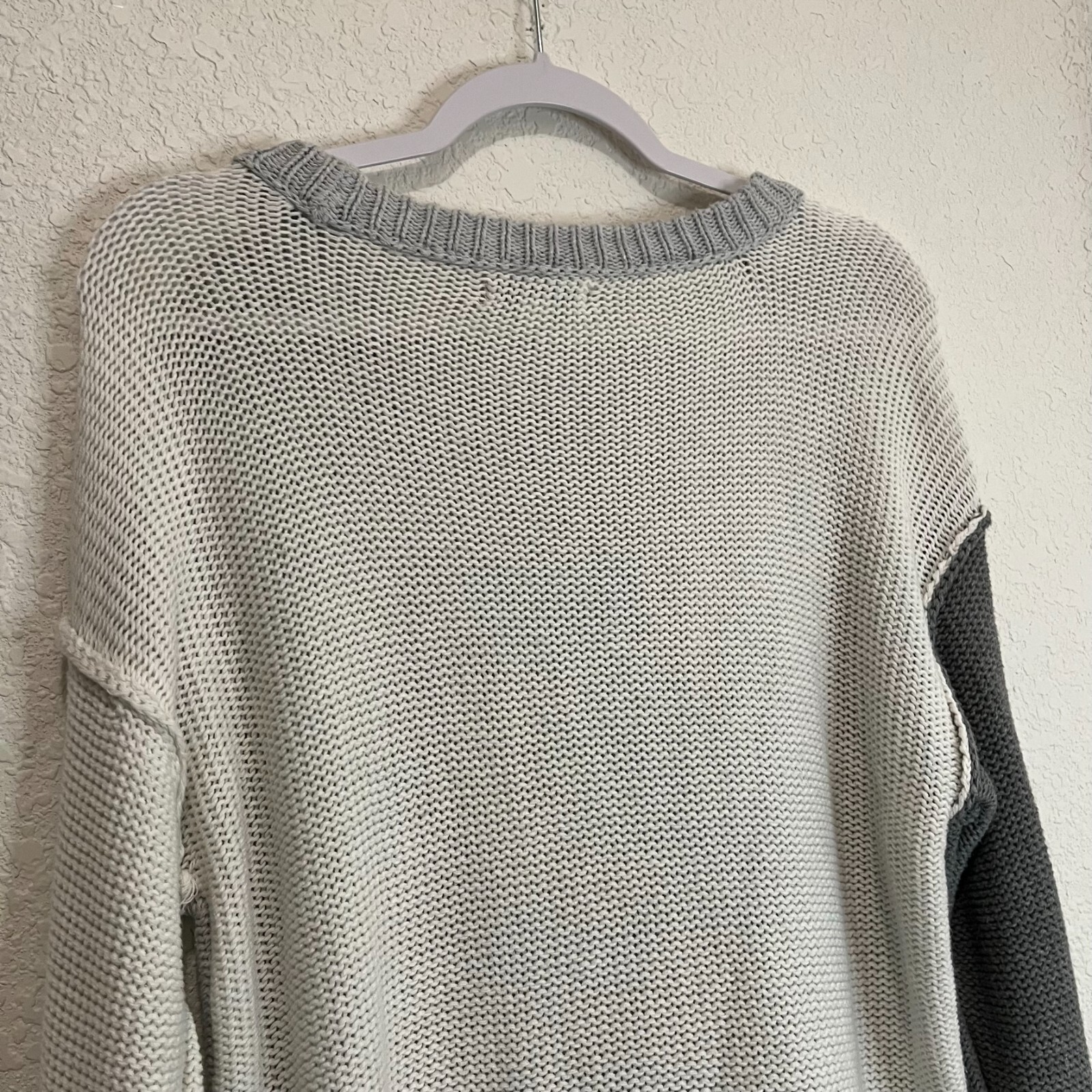 American Eagle Two Tone Gray White Pullover Long … - image 5
