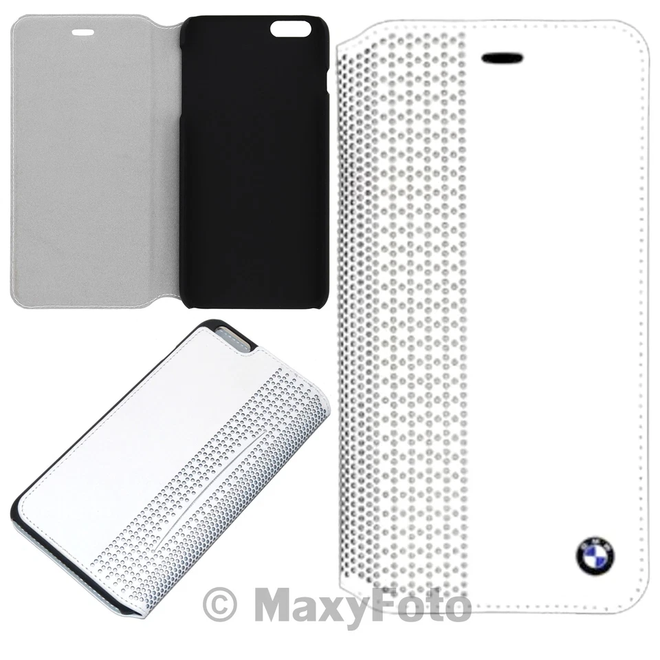 BMW CUSTODIA ORIGINALE FLIP BOOK COVER CASE PERFORATED APPLE IPHONE 6 PLUS WHITE - Immagine 2 di 4
