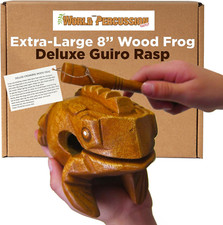 Deluxe Extra-Large 8" Wood Frog Guiro Rasp - Percussion Musical Instrument Tone